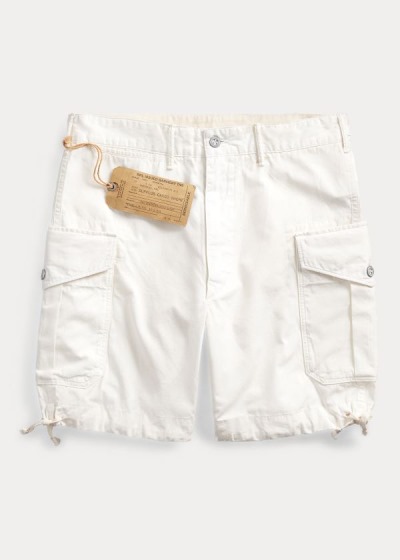 Pantalones Cortos Ralph Lauren Hombre Blancos Azules - Ripstop Cargo - WPDKJ4509